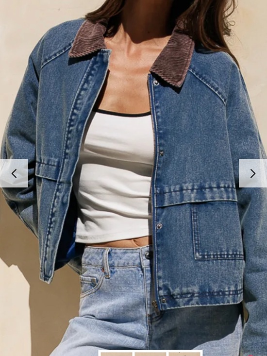 Cali1850 Jackets & Blazers - Cali1850 Denim Jacket with Contrast Corduroy Collar - Blue